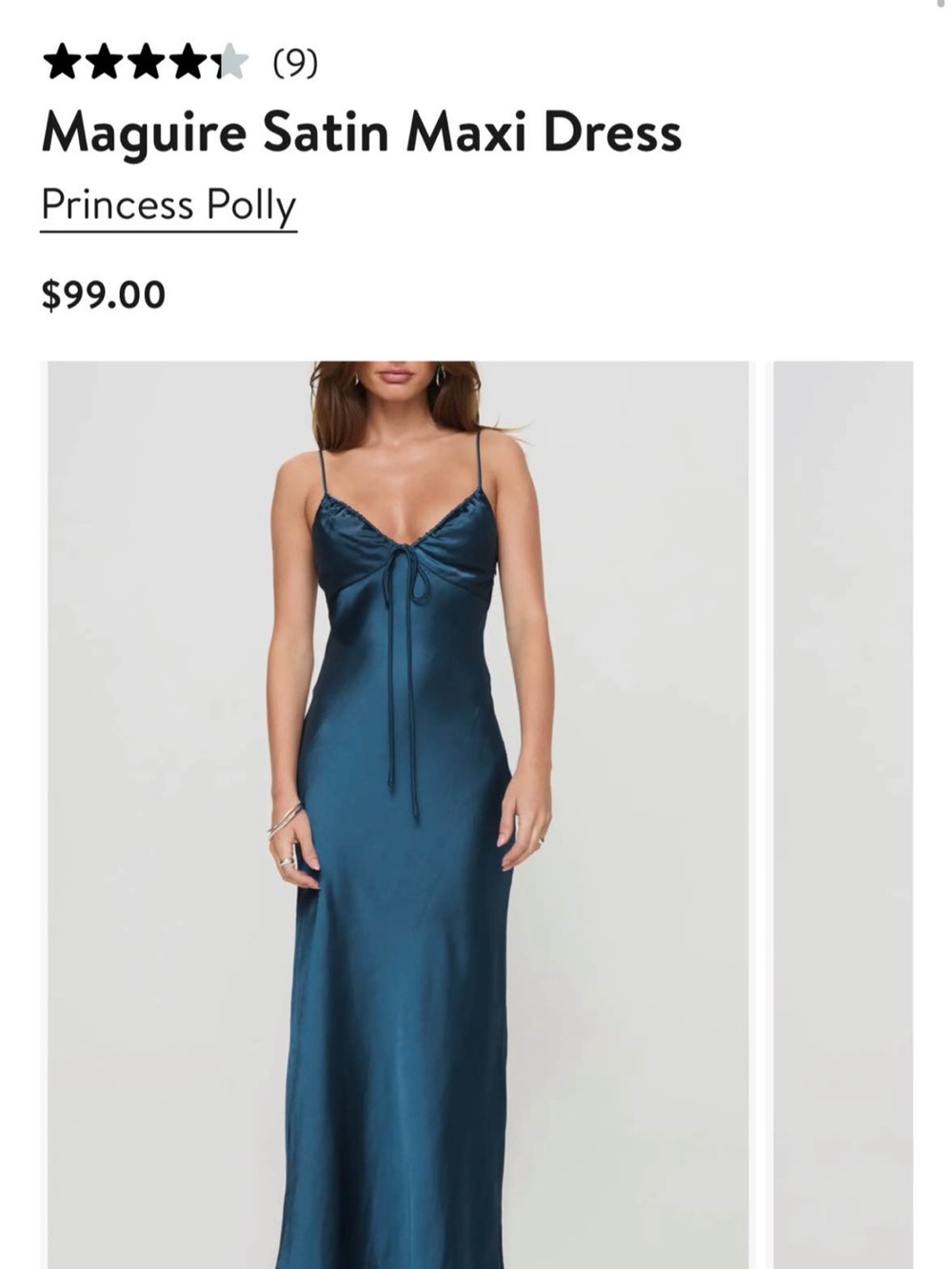 Princess Polly Teal Satin Slip Maxi Dress